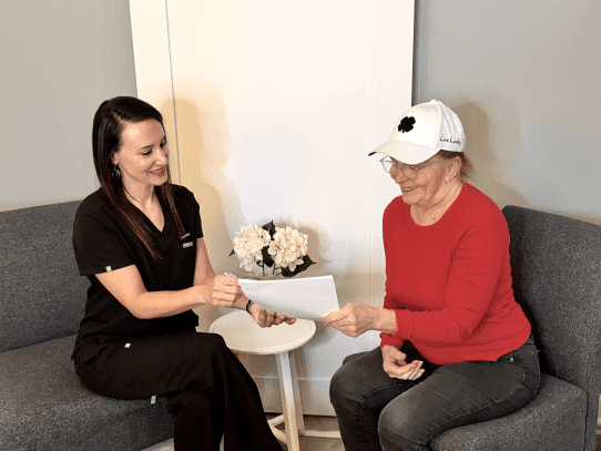 a man and a woman sitting on a couch